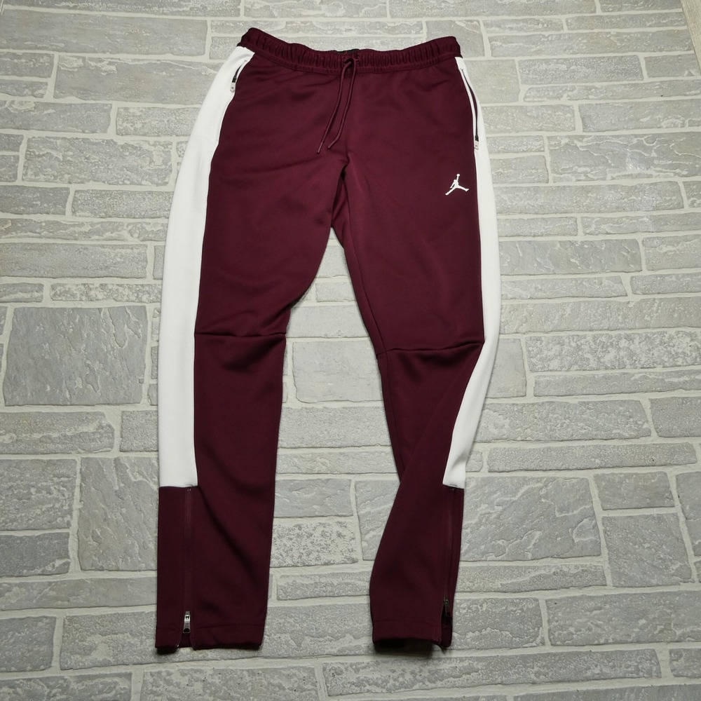 Nike Jordan Athletic Pants Womens M Burgundy‎ Polyester Knit Ankle Zip Warm Up